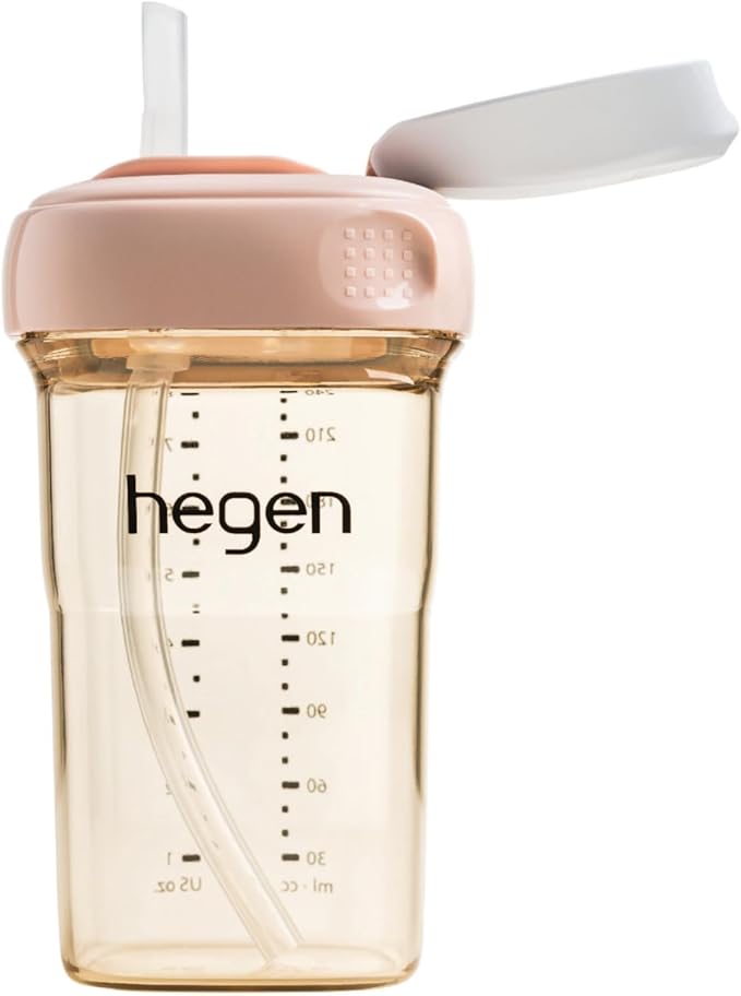 hegen PCTO™ 240ml/8oz Straw Cup PPSU Pink (Slow Flow) - 6 months and above