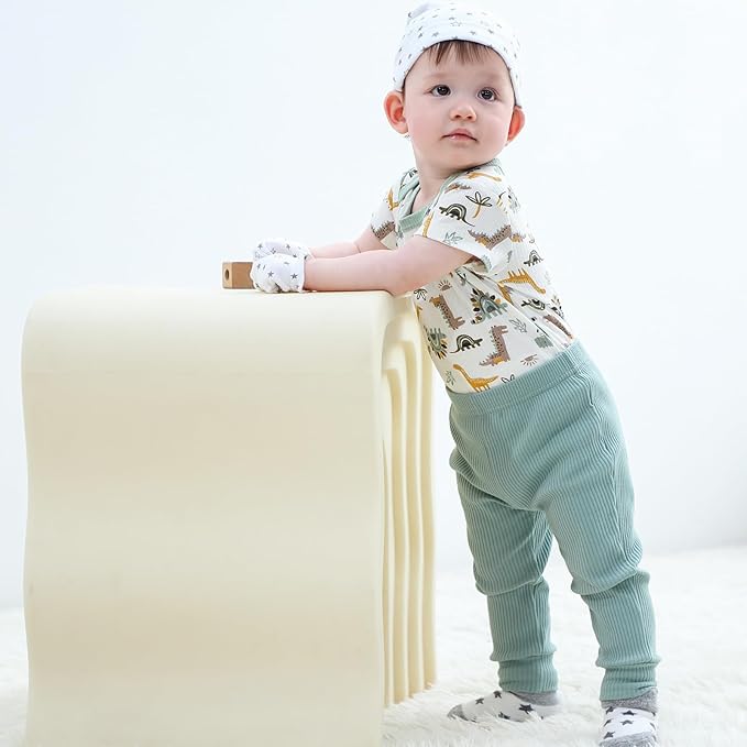 Baby Bodysuit and Pant Set 6-pcs Ribbed Soft Infant Boy Girl Clothes Outfits