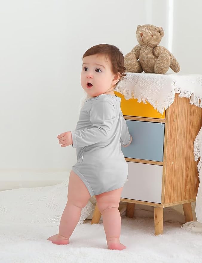 Rayon of Bamboo Baby Bodysuit, Long Sleeve Bodysuits for Boys Girls Infant Soft Clothes 0-24 Months