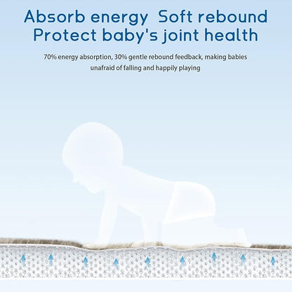 Baby Play Mat for Floor Tummy Time Mat Nursery Muscle Area Rug Playroom Rug Tatami 47"*47" Memory Foam 1.3" Thick Crawling For Babies,Toddlers, Infants, Kids,Floor(Brown)