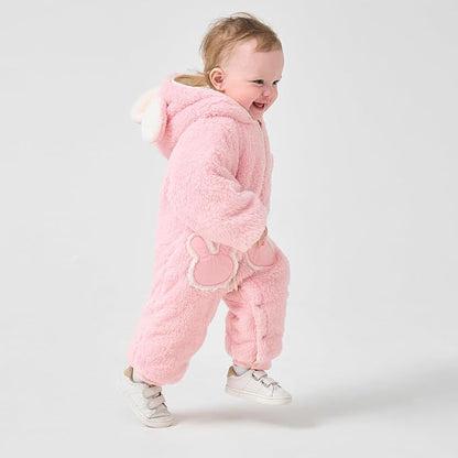 JiAmy Baby Fleece Snowsuit Newborn Hooded Winter Outfits Infant Boys Girls Hooded Zipper Jumpsuit Romper