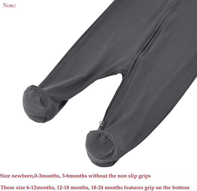 Aablexema Baby Zipper Pajamas Bamboo Rayon, 3pcs Unisex Infant Clothes with Mitten Long Sleeve Footed Pjs