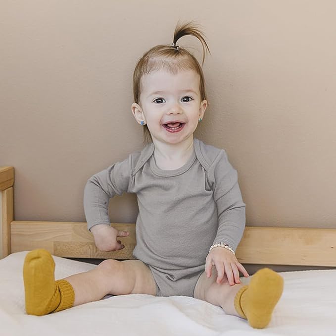 Woolino 100% Superfine Merino Wool Baby Bodysuit - Long Sleeve Bodysuit for Boy and Girl - Tagless Neck Bodysuit for Unisex