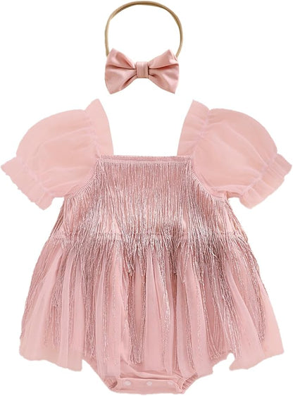 Sasaerucure Infant Baby Girl Summer Outfits Sleeveless Dress Romper Lace Tutu Onesie One Piece Ruffle Bodysuit