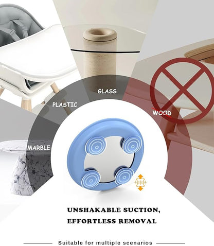 8" Stainless Steel Baby Suction Plate, Toddler Plates with Removable Silicone Sleeves, Non Toxic Unbreakable Led Weaning Supplies Kids Snack Dishes Set of 4, Sage Blue Gray Navy