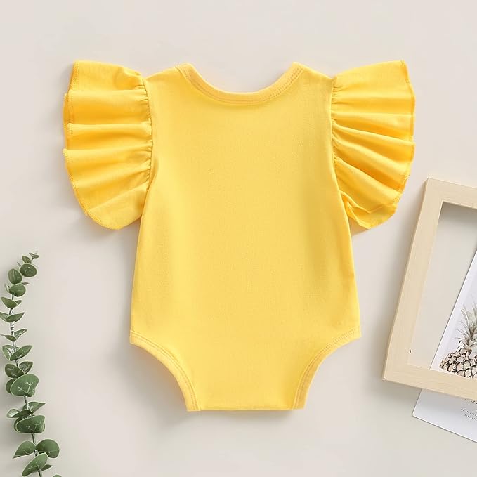 Newborn Infant Baby Girl Solid Ruffle Romper Bodysuit Jumpsuit Casual Clothes One Piece Outfit