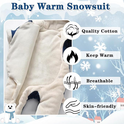 Fairy Baby Newborn Baby Snowsuit Bear Suit Romper Winter Warm Coat Infant Fleece Footie Jumpsuit for Girls Boys 0-18M