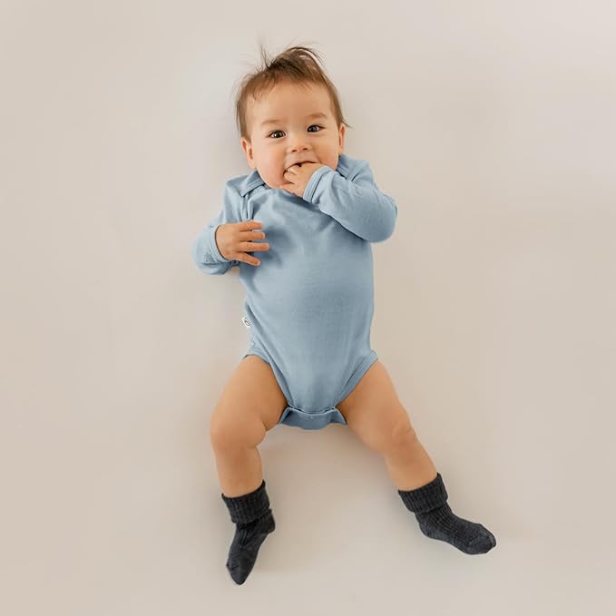Woolino 100% Superfine Merino Wool Baby Bodysuit - Long Sleeve Bodysuit for Boy and Girl - Tagless Neck Bodysuit for Unisex