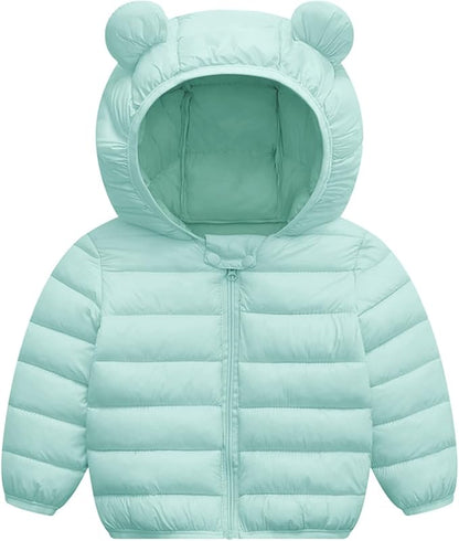 XMWEALTHY Baby Boys Girls Winter Coats Toddler Bear Hoods Down Jacket Infant Kids Light Puffer Padded Outwear 6M-3T