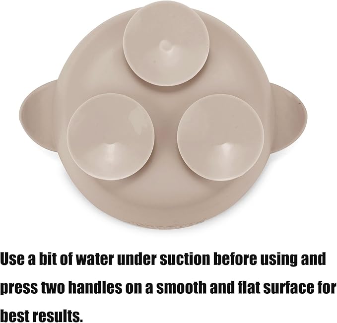 PandaEar 3 Pack Silicone Suction Baby Bowls & 3 Baby Feeding Spoons | Non-Slip Stay Put Bowls & Soft Silicone First Stage Spoons for Toddlers, BPA-Free Baby Led Weaning Set (Linen Brown Tan)