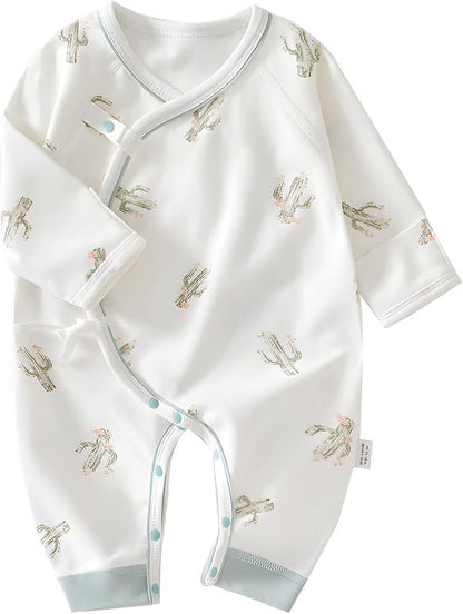 100% Organic Cotton Soft 0-6 Months Unisex Footless Newborn Baby Sleepers Pajamas Romper Boys Girls Long Sleeve