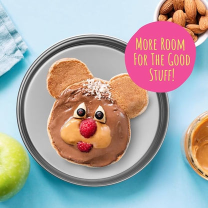 Elk and Friends 7.8” Stainless Steel Non Divided Plates with Silicone Sleeve + Storage Lid | Baby, Toddler, Kids | Dishwasher Safe | Dinner & Snack Plates | 2 Pack