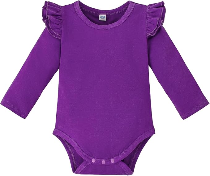 Magic Park 0-24M Infant Girl Romper Baby Girls Solid Color Bodysuit Toddler Ruffle Jumpsuit Shirts Casual Tops Baptism Shirt