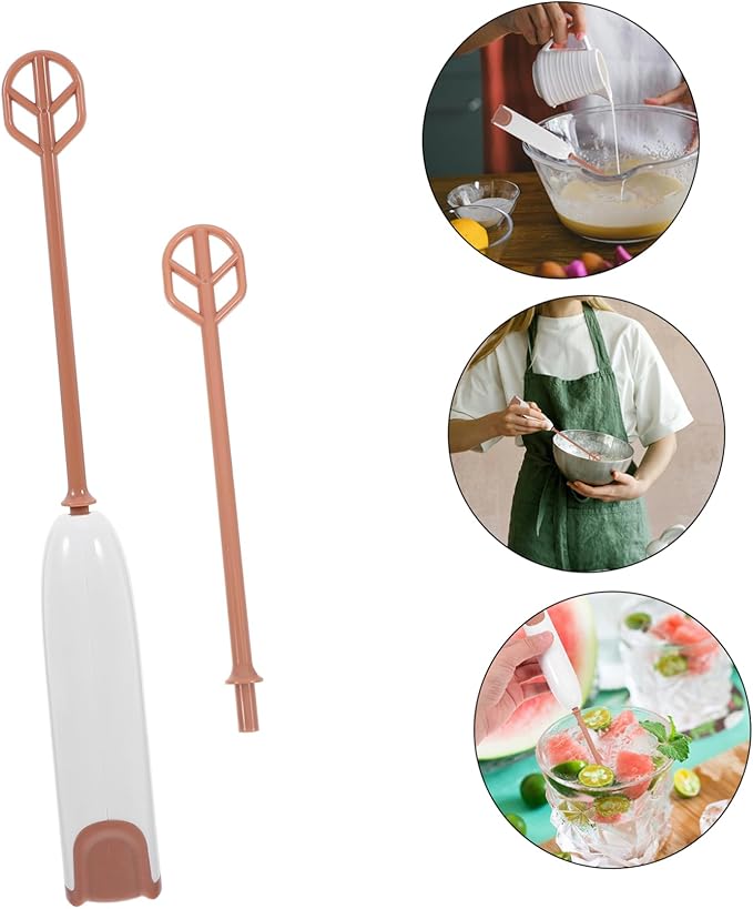OUNONA Electric Handheld Milk Powder Mixer Portable Kitchen Stirring Tool with Extended Rod Easy to Clean Drink Mixer for Boy Girl and Travel Mixing Wands Warm White Battery Not Included