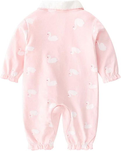 Baby One Piece Romper Soft Cotton Sleepwear Footed Jumpsuit for 0-12 Month Infant