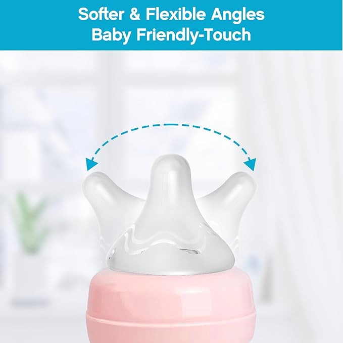 4pcs Soft Silicone Baby Nipple for Spectra Bottles, Fast Flow Nipple, 100% Silicone Material, BPA Free, Soft Touch, Easy Clean, Large, 6m+