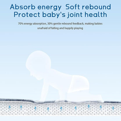 Baby Play Mat for Floor Tummy Time Nursery Muscle Mat Area Rug Playroom Rug Tatami 79"x118" Memory Foam 1.3" Thick Crawling For Babies,Toddlers, Infants, Kids,Floor(Blue)