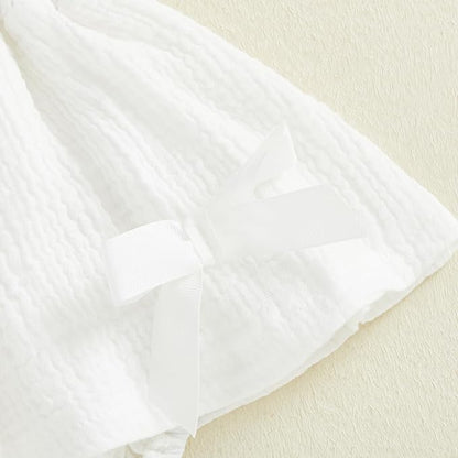 Thorn Tree Baby Girl Summer Clothes Newborn Outfit Ruffle Romper Infant Baby Dress Bow Headband Solid Cute Outfits Girls