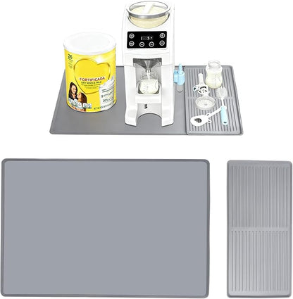 Bottle Maker Formula Machine Mat,With Draining Mat,Compatible with Baby Brezza Formula Dispenser Machine，Silicone Pad,Prevent Spills,Suitable for Formula Dispenser Machine