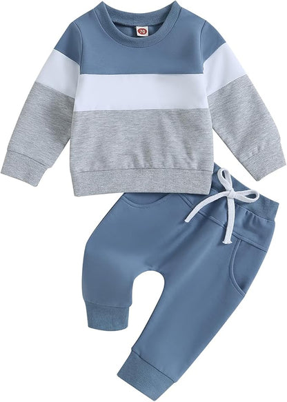Murnouche Toddler Baby Boy Fall Winter Outfits Letter Crewneck Sweatshirt Casual Pants 2Pcs Clothes Set