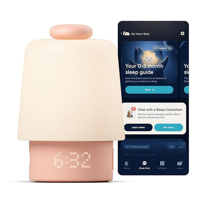 Hatch Baby Sound Machine, Night Light | Hatch Baby Model | Sleep Support | Registry Essential, Routine Builder, Time-to-Rise Alarm Clock, White Noise, Nursery Stories, Toddler Kids (Wi-Fi), Peach
