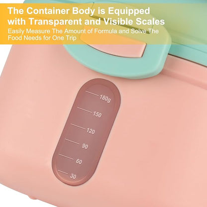 Accmor Baby Formula Dispenser On The Go, Portable Milk Powder Formula Dispenser with Scoop,Formula Containers for Travel Hold 8.5oz/240g Formula, Pink