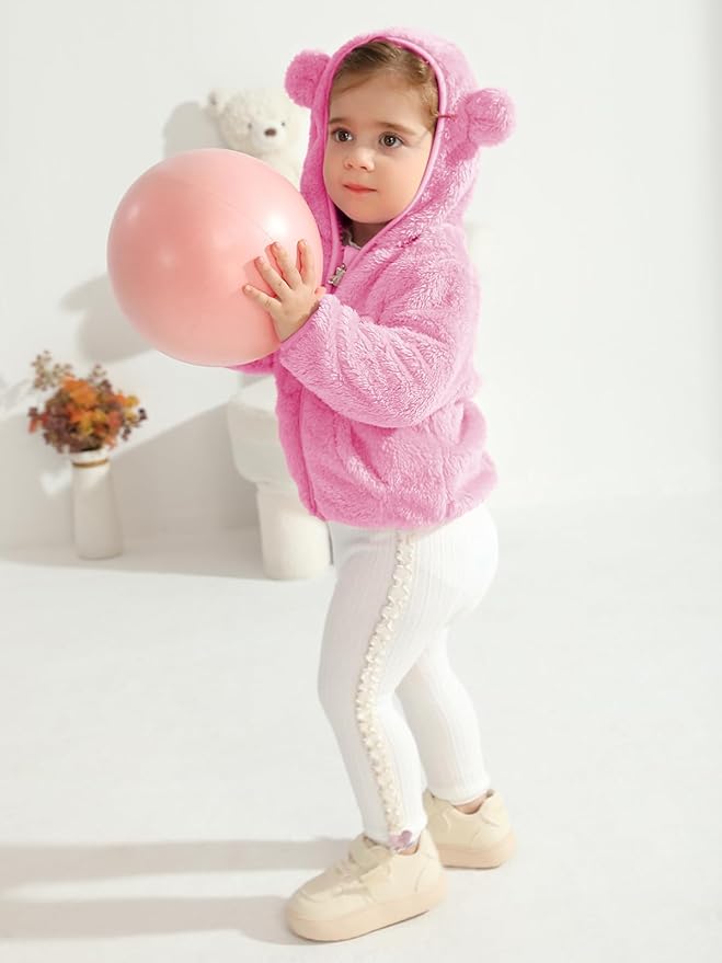 Baby Boys Girls Fleece Jackets Zip Up Hoodies Cute Bear Coats Fall Winter Fuzzy Jacket Newborn Boys Girls Outwear