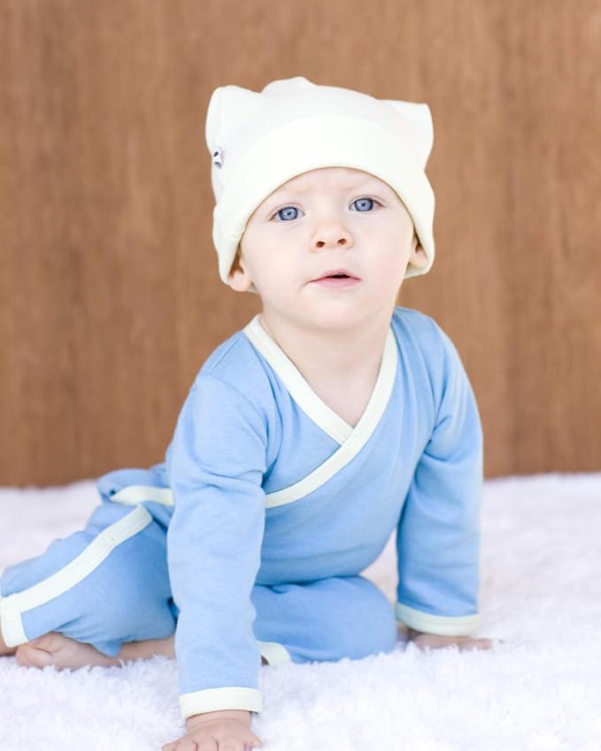 Babysoy Newborn Baby Unisex Kimono Side Snap Long Sleeve Onepiece Romper Coverall