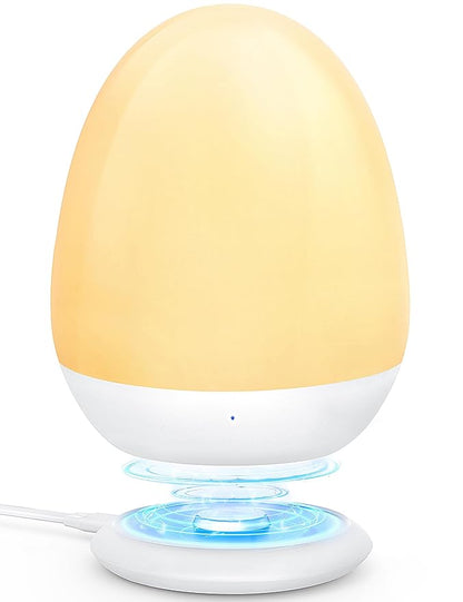 MediAcous Night Lights for Kids Room, Egg Light for Nursery with Stable Charging Pad, Dimmable Baby Night Light with 1H Timer & Touch Control, ABS+PC LED Egg Night Light for Breastfeeding, Up to 200H