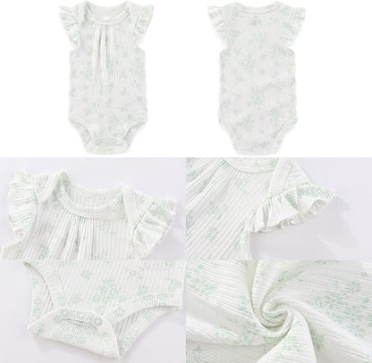 Four Seasons Baby Boy Girl Bodysuits 5-Pack Cotton Comfort Short Sleeve Baby Clothes Soft Infant Outfits