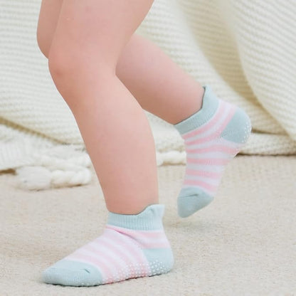 Zaples Baby Non Slip Grip Ankle Socks with Non Skid Soles for Infants Toddlers Kids Boys Girls