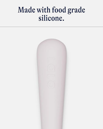 Lalo 2-Piece Baby Spoons Set - Lavender Silicone, Dishwasher Safe, Ages 4 Months+