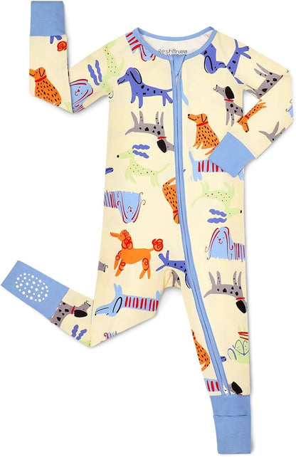 Bamboo Viscose Baby Convertible Footie Pajama, Zipper Pajamas for Baby Boys & Girls, Sleep & Play Footed Pjs