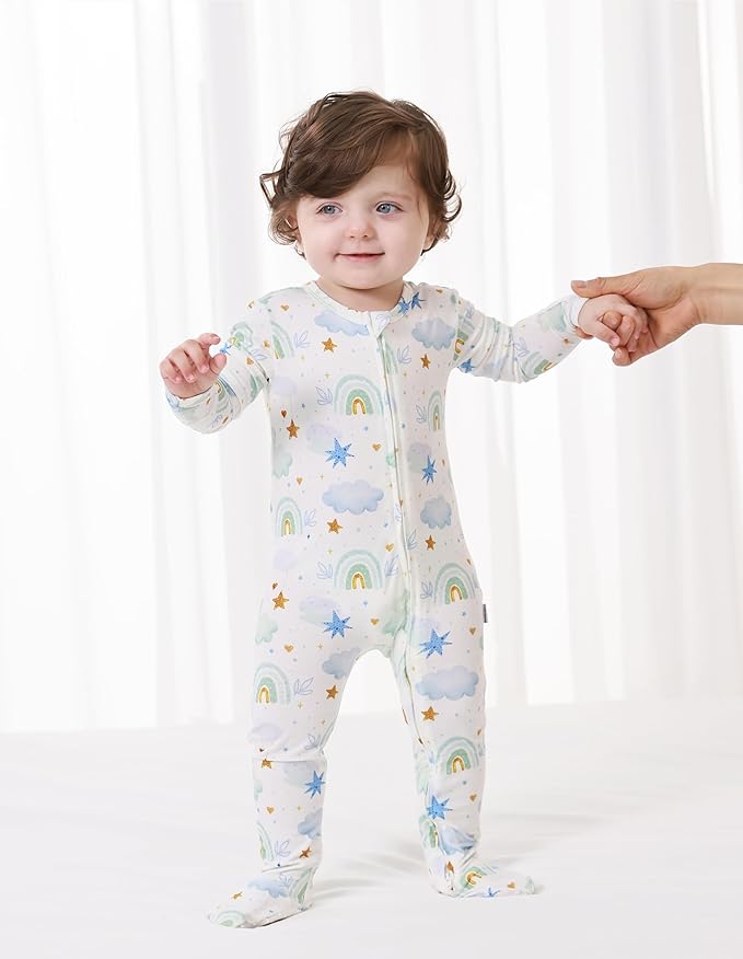Baby Footie Romper Pajamas Unisex Newborn Infant Pjs Soft Rompers Viscose from Bamboo Sleepwear