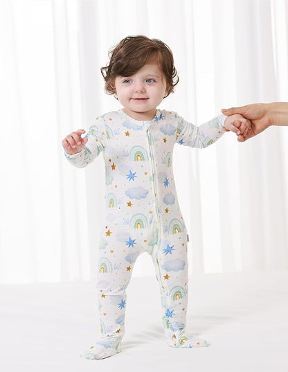 Baby Footie Romper Pajamas Unisex Newborn Infant Pjs Soft Rompers Viscose from Bamboo Sleepwear