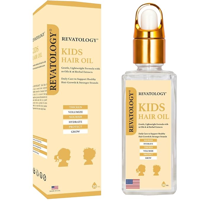 REVATOLOGY Kids & Baby Hair Growth Product High Potency Scalp & Hair Oil (Made in USA) 26 Cold-Pressed Botanicals for all Ages and Hair types -Thin, Curly, Thick Hair | Cruelty & Chemical Free