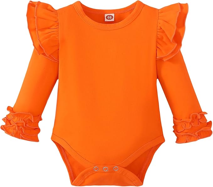 Baby Girl Solid Color Romper Infant Ruffle Sleeve Bodysuit One Piece Outfit Toddler Jumpsuit clothes