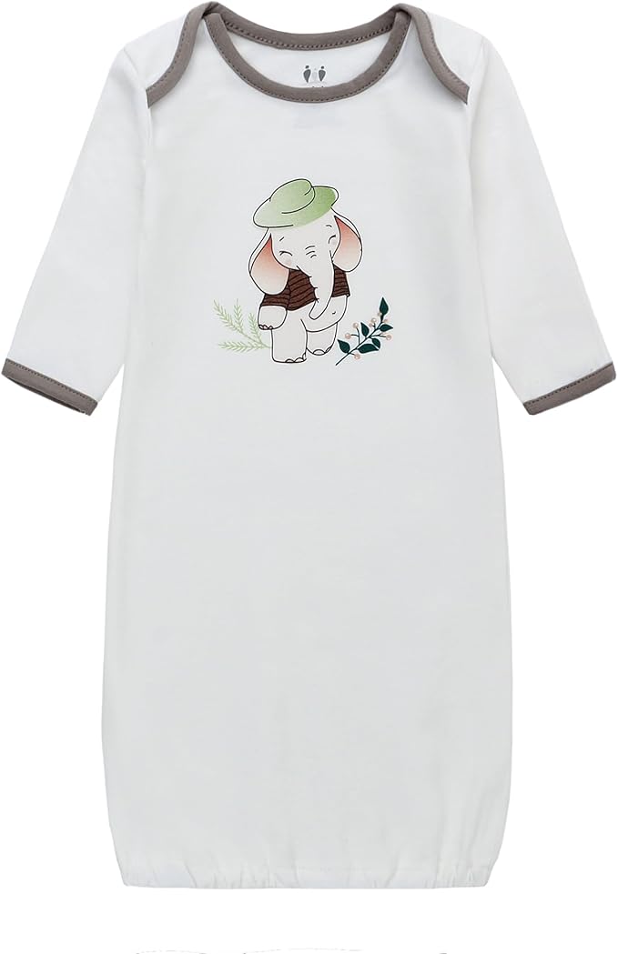 Baby Newborn Gown, 3 Packs Baby Sleeping Bag, Long Sleeve Sleep Sack, Cotton Cloths for Newborn Boys Girls 0-12 Months