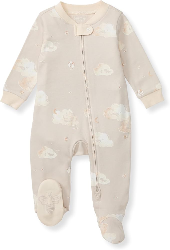 Burt's Bees Baby Boys Sleep and Play PJs, 100% Organic Cotton One-Piece Zip Front Romper Jumpsuit Pajamas