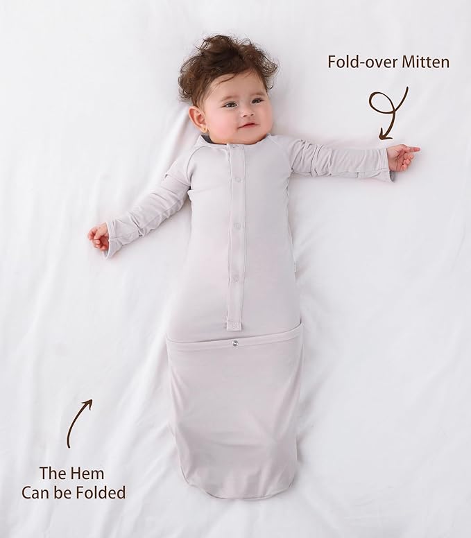 Baby Sleeper Gown Viscose from Bamboo Newborn Nightgowns Unisex Long Sleeve Sleep Sack
