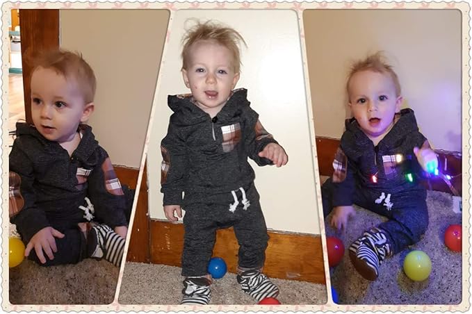 Baby Boy Clothes Infant Hoodie Tops Outfit Long Sleeve Sweatshirt Plaid Pants 2pcs Set 0-36 Months