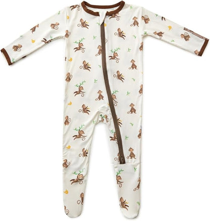 Bamboo Little Soft Baby Footie Pajamas, Baby Clothes, Newborn Sleepers, 95% Viscose and 5% Spandex, 0-24 Months