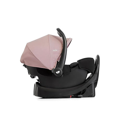 Joie Rue Lightweight Infant Car Seat & Anti-Rebound Base –Side-Impact Protection, 5-Point Harness, and UPF 50+ Canopy for Newborns and Infants (Blush)