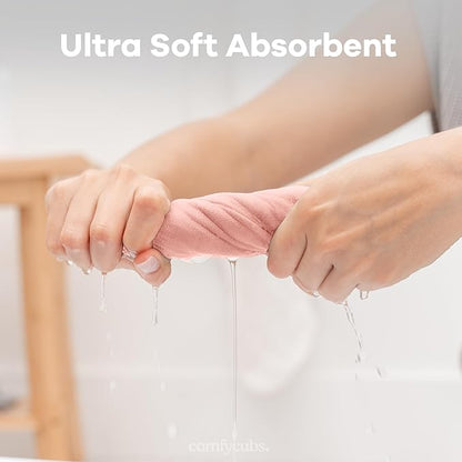 Comfy Cubs Muslin Baby Washcloths 6 Pack - Soft 6-Layer Cotton Wash Cloths for Sensitive Skin - 10"x10" Large, Gentle, Absorbent Infant Essentials for Newborn and Toddlers - Bold Blush