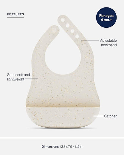 Lalo The Bib - Waterproof, Non-Toxic Silicone Baby Bib with Adjustable Neck Band & Silicone Food Pouch Catcher, Set of 2