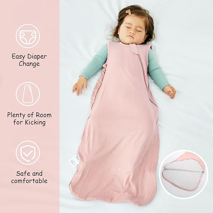 Supersoft Rayon Made from Bamboo Sleep Sack 18-24 Months 0.5 Tog Lightweight Toddler Sleep Sack 2t Baby Wearable Blanket with 2-Way Zipper Summer Unisex Sleeping Bag for Babies - Pink