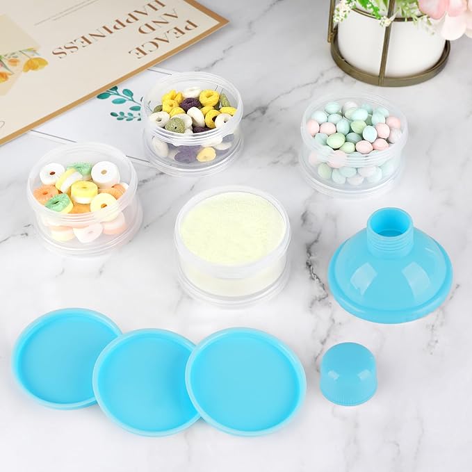 Accmor Formula Dispenser On The Go, 4 Compartments Stackable Formula Container for Travel, Baby Milk Powder Kids Snack Container, BPA Free ﻿