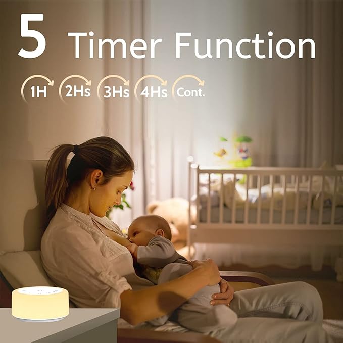 ColourNoise Sound Machine White Noise Machine 12 Colors Night Lights Brown Noise Machine with 30 Soothing Sounds Sleep Sound Machine with 5 Timers Portable for Home Travel and Office(White)