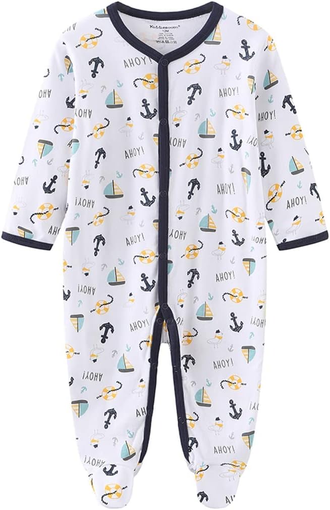 Newborn Baby Boy Girl Organic Cotton Bodysuit Long Sleeve Jumpsuit 3-Pack Outfits Clothes,0-24Months