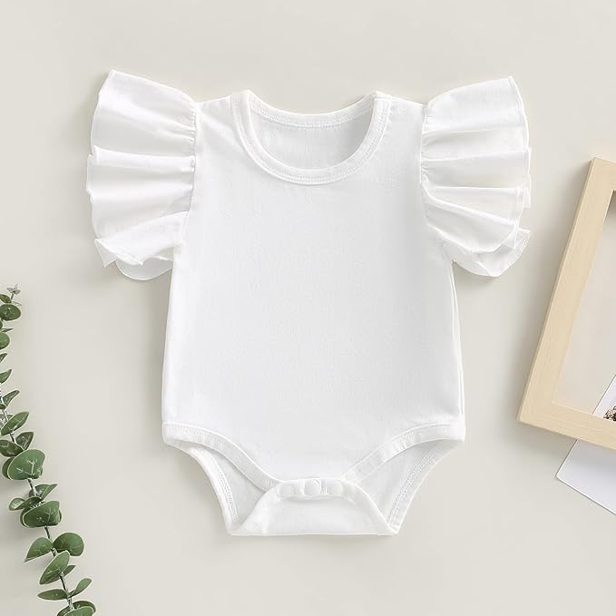 Newborn Infant Baby Girl Solid Ruffle Romper Bodysuit Jumpsuit Casual Clothes One Piece Outfit